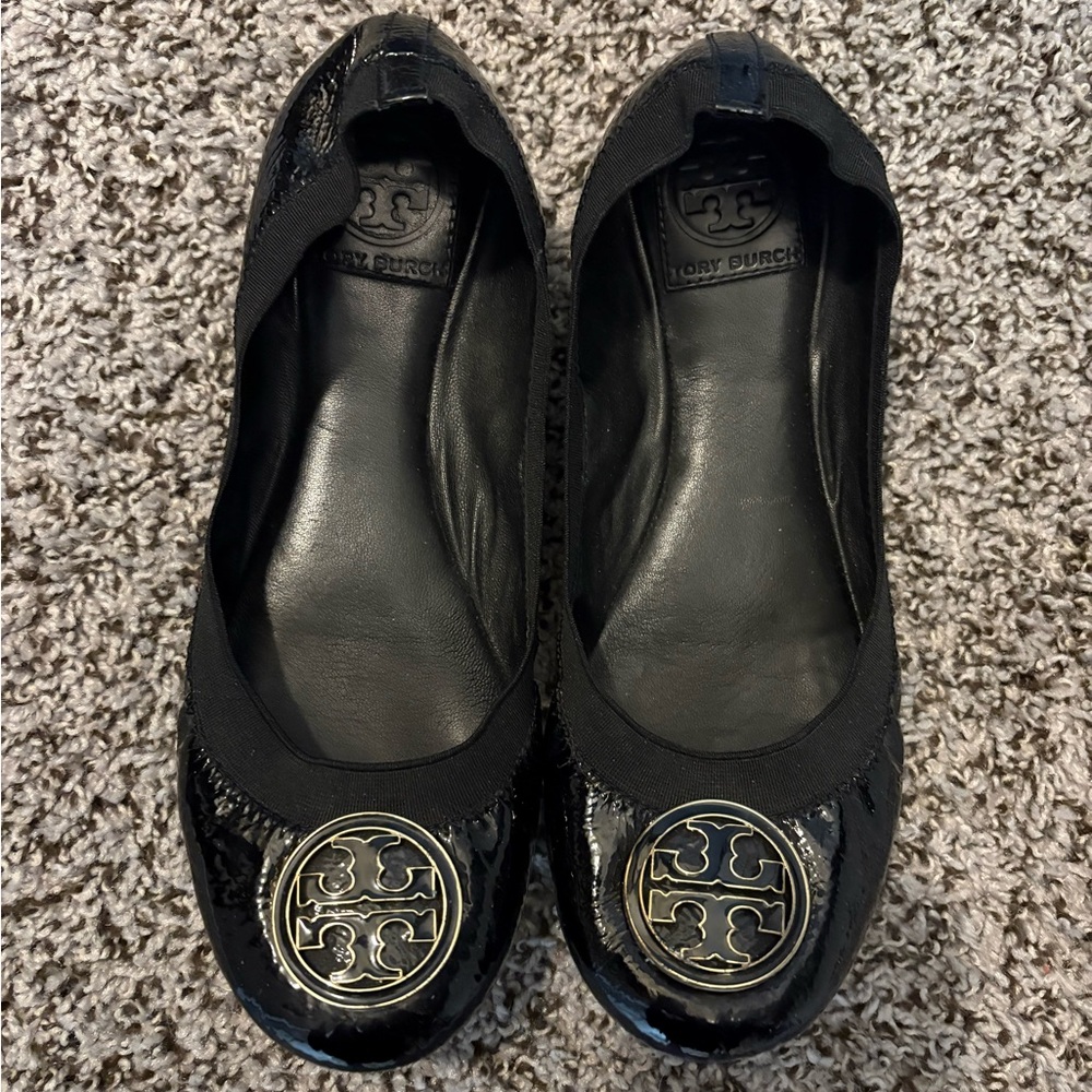 Tory Burch Black Patent Leather Flats